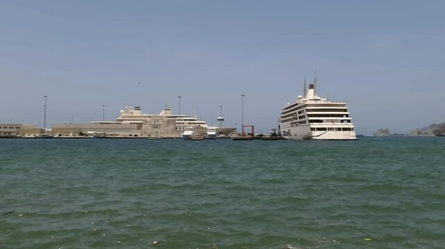 Muscat, Oman - July 8th, 2023. Muttrah corniche sea port.