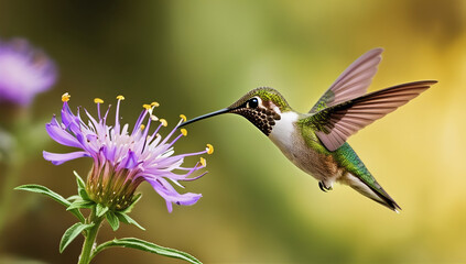 Fototapeta premium Wildflower Encounter: A Wildflower Moment in Flight 