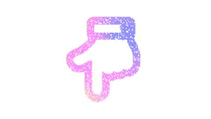 Icon hand point down is made up of LED square shapes. There are bright diodes and there are black dead diodes