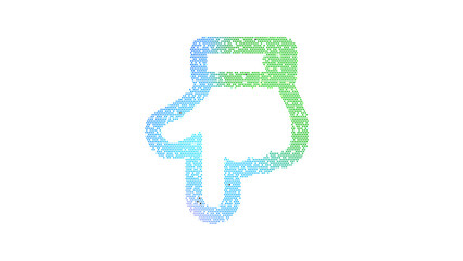 Icon hand point down is made up of LED square shapes. There are bright diodes and there are black...