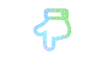 Icon hand point down is made up of LED square shapes. There are bright diodes and there are black dead diodes