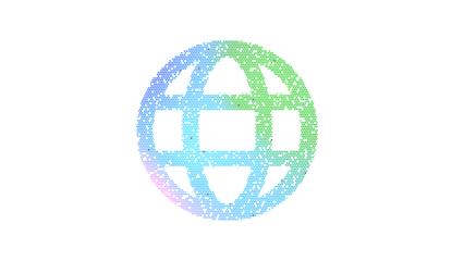 Icon globe is made up of LED square shapes. There are bright diodes and there are black dead diodes