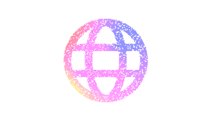 Icon globe is made up of LED square shapes. There are bright diodes and there are black dead diodes