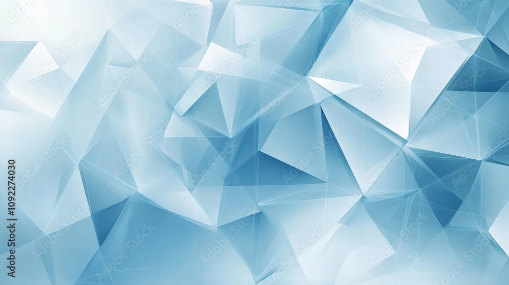 Poster light blue abstract background featuring translucent triangles in geometric patterns for modern grap