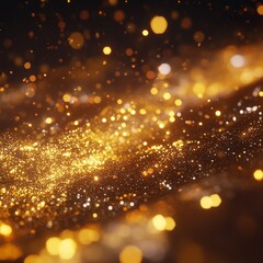 Obraz premium Glittering Abstract Gold Particles in a Warm and Radiant Scene - made with Generative AI