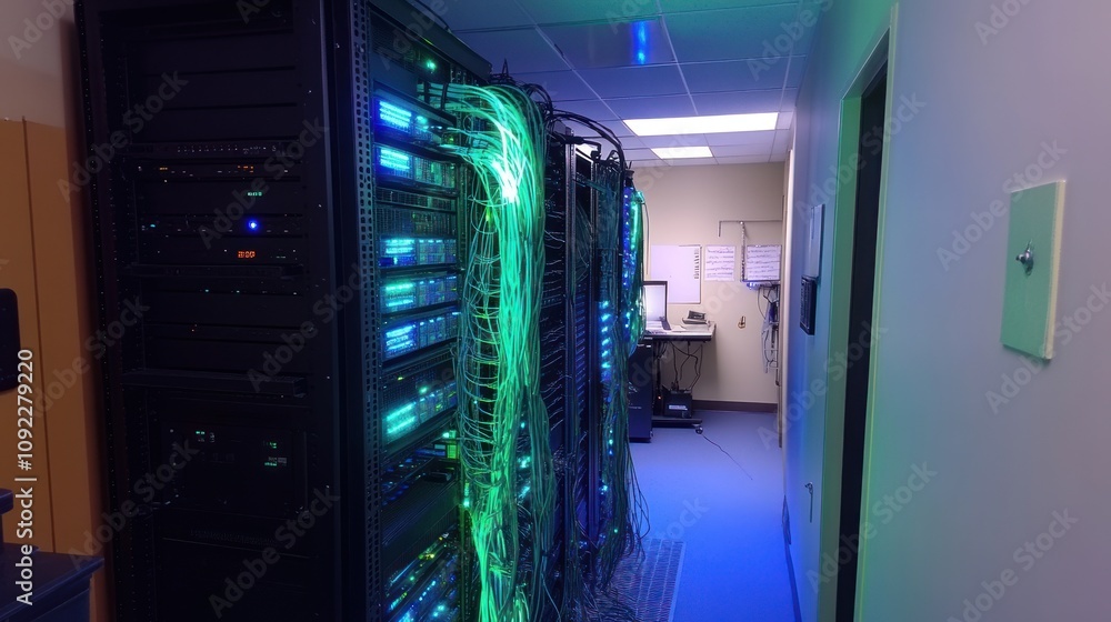 Aufkleber Illuminated Server Racks In A Modern Data Center