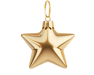 a gold star shaped christmas ornament