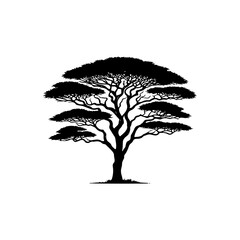 Obraz premium African Acacia Tree Silhouette Vector