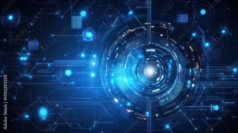 Poster digital abstract technology background with lights and data representing future cyber network securi