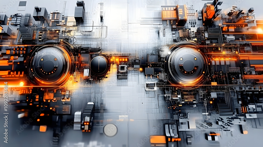 Poster elegant technology pattern art showcasing intricate graphics and modern design elements. a refined a
