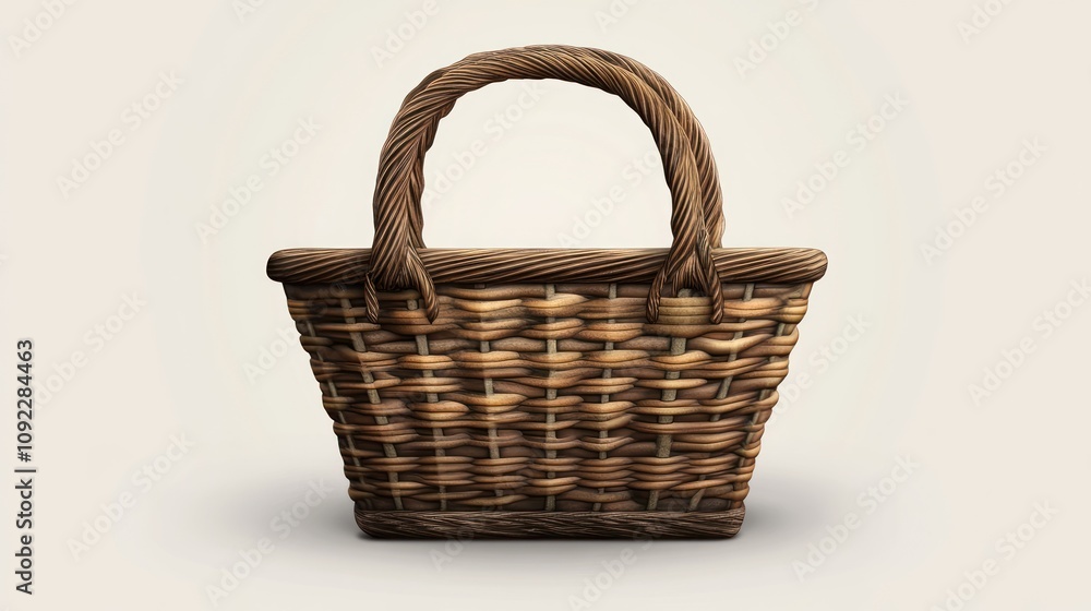 Poster a brown wicker basket with a sturdy handle