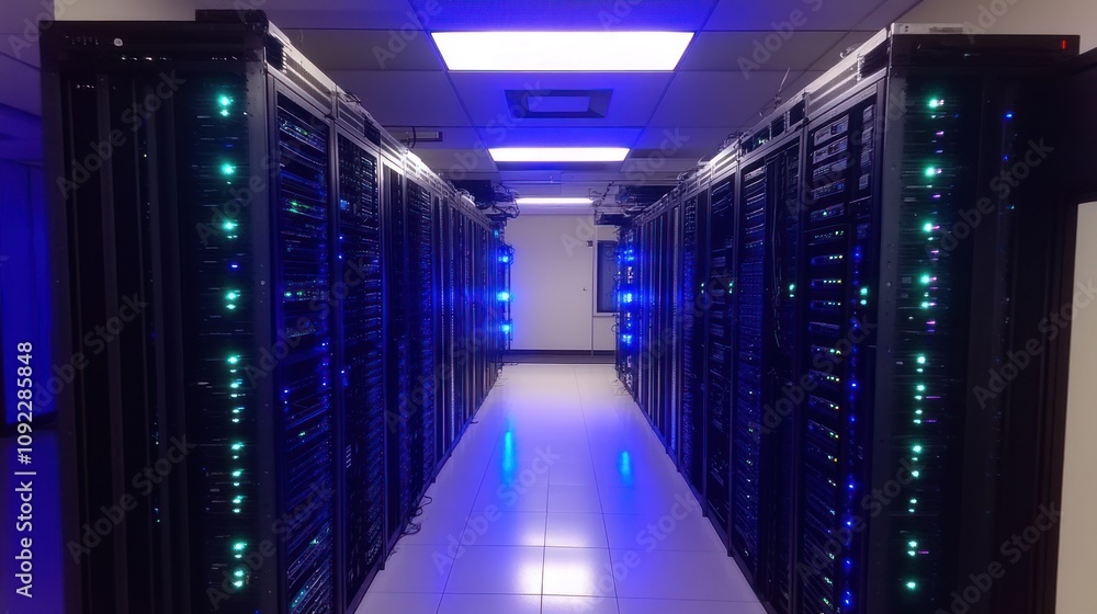 Aufkleber rows of servers in a modern data center