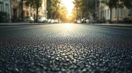 Obraz premium A close-up view of a smooth asphalt road in an urban setting
