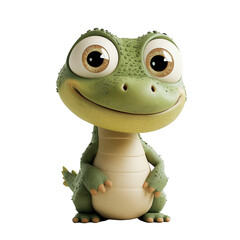 Fototapeta premium Adorable 3D Render of a Happy Green Lizard