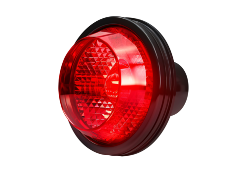 a red light on a white background