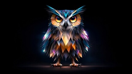 Obraz premium Captivating Geometric Owl in Soft Nighttime Hues Enigmatic Digital of a Mystical Raptor