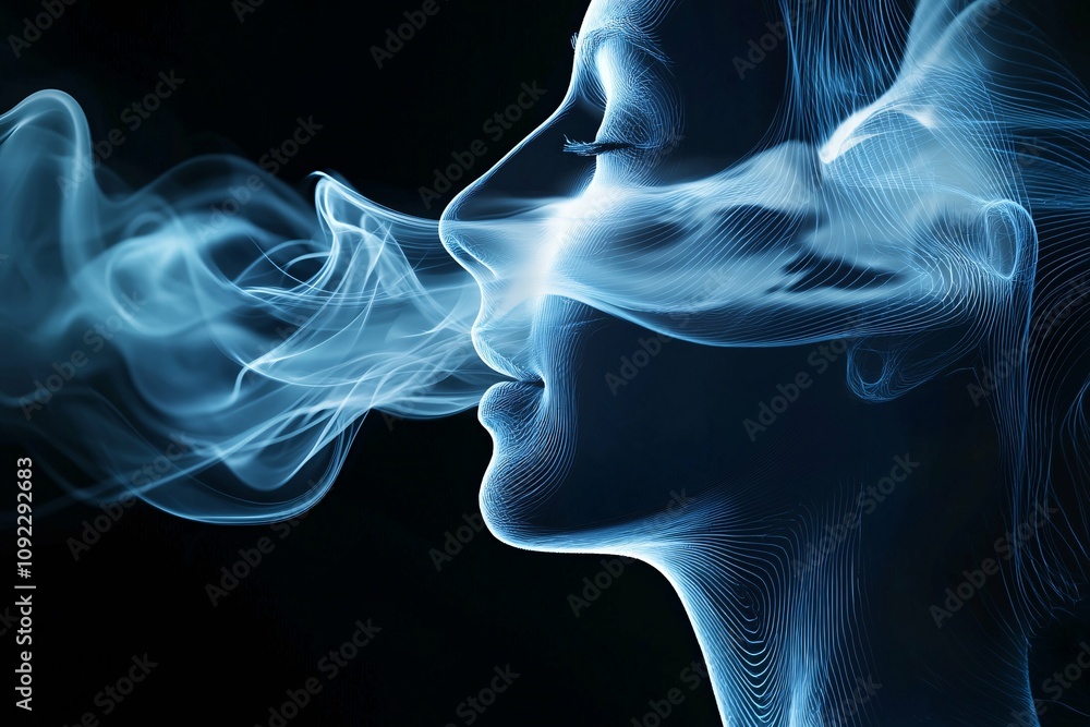 Aufkleber a tranquil breathwork session on a white backdrop showcases an individual practicing deep breathing,