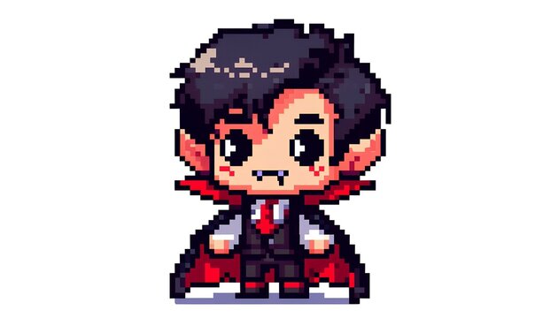 Adorable Pixel Vampire Character