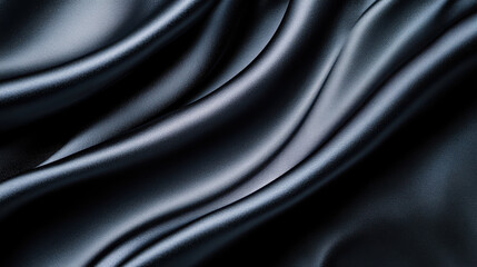 Elegant black satin fabric with smooth, flowing texture and rich shine, perfect for creating luxurious backgrounds and designs.