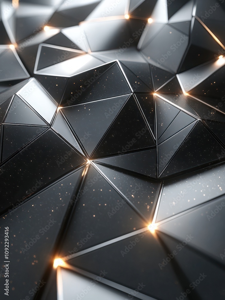 Poster abstract glowing gray polygonal background. technology, innovation and future concept. 3d rendering.