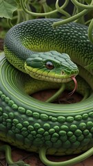 Fototapeta premium green snake in the grass
