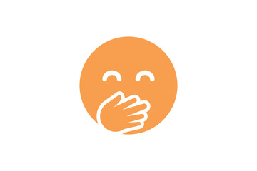 Face with hand over mouth emoji. Emoticon vector icon, flat design isolated on transparent background.