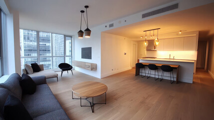 Modern open-concept living space with elegant furnishings and natural light.