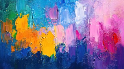 Fototapeta premium Vibrant abstract art creation using various paint colors on a textured canvas