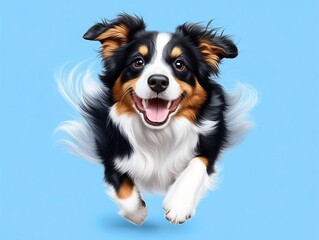 Fototapeta premium Playful and Energetic Mixed Breed Dog with Flowing Fur in High