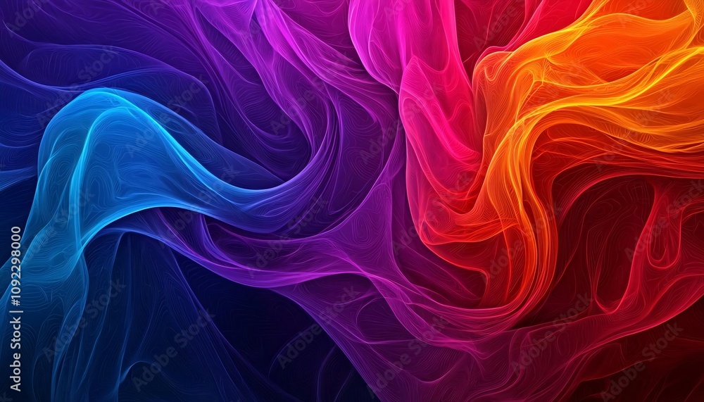 Poster a vibrant swirl of colorful smoke threads creates an ethereal and dynamic visual effect in stunning 