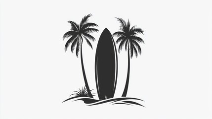 Detailed glyph design of a surfing board.