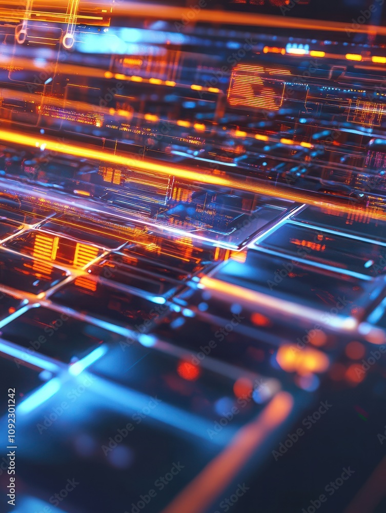Poster digital world concept with hologram digitalization word and loading bar element icon on laptop keybo