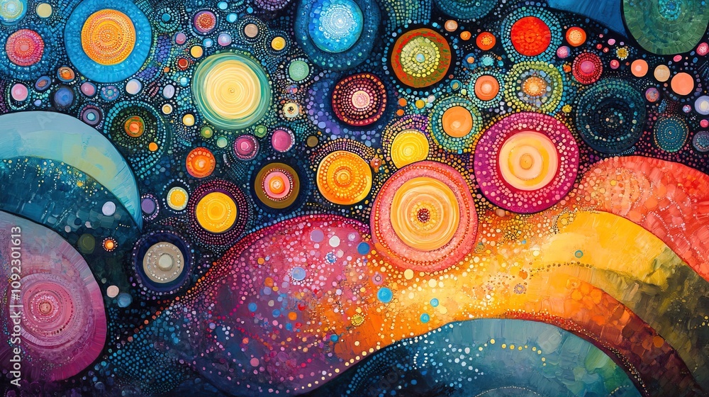 Poster a vibrant abstract design featuring colorful circular patterns
