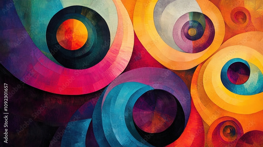 Poster a vibrant abstract design featuring colorful circular patterns