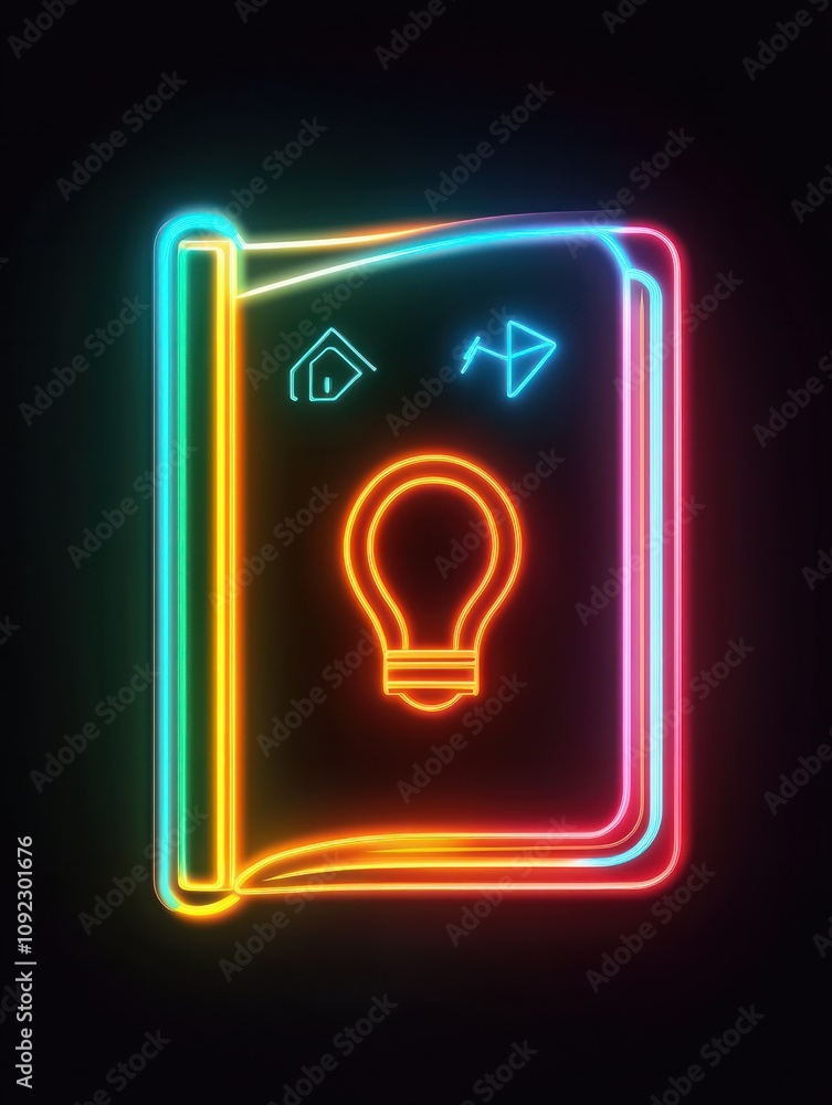 Poster ebook neon icon. elements of internet things set. simple icon for websites, web design, mobile app, 