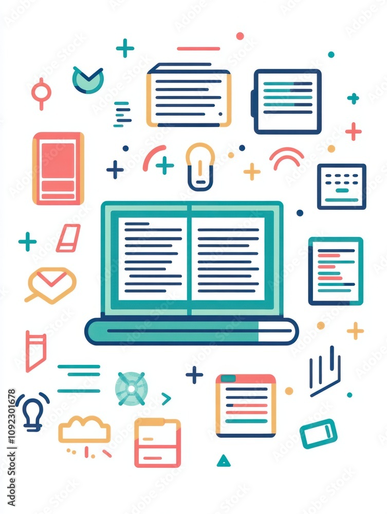 Poster ebook multi color style icon. simple thin line, outline of internet things icons for ui and ux, webs