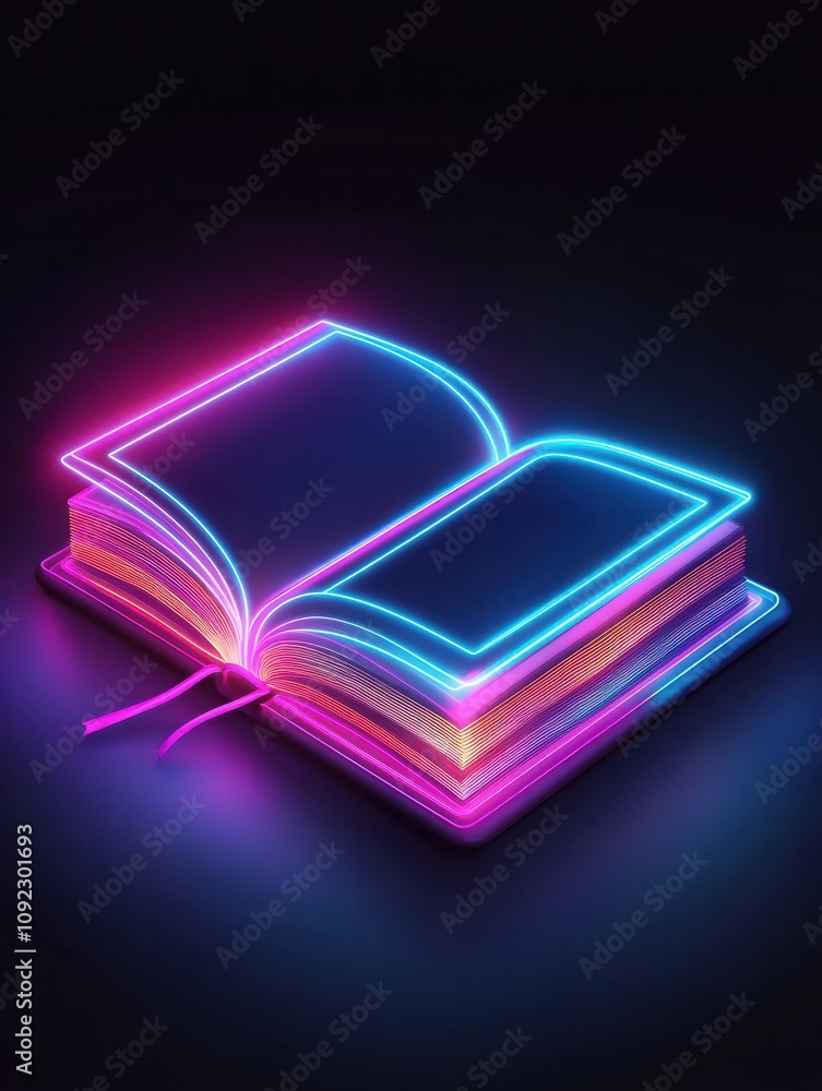 Poster ebook neon icon. elements of internet things set. simple icon for websites, web design, mobile app, 