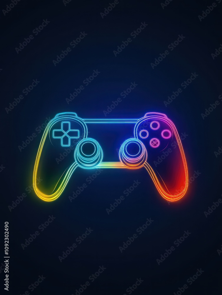 Poster gamepad multi color style icon. simple thin line, outline of internet things icons for ui and ux, we