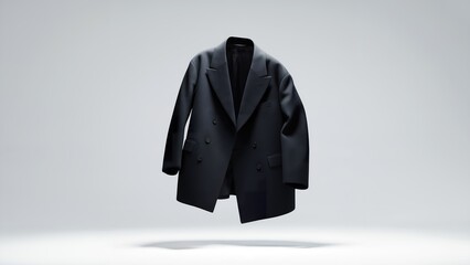 3D of an elegant black jacket floating in the air
