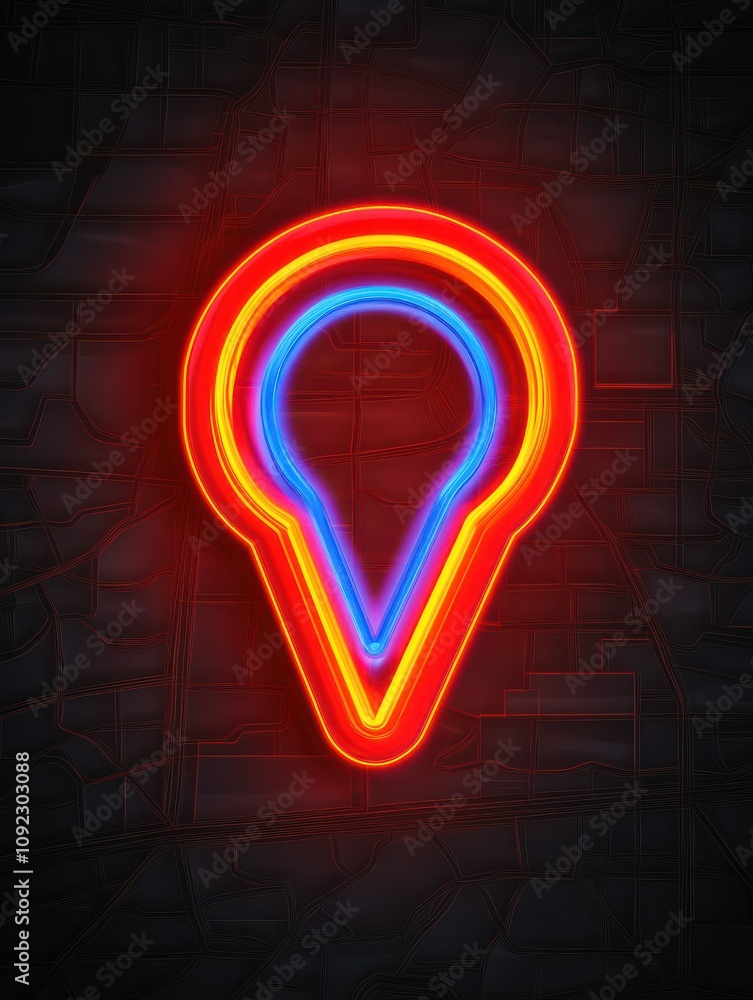 Poster gps neon icon. elements of internet things set. simple icon for websites, web design, mobile app, in