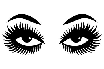 Eyelash Silhouette - Long, Bold Lashes with Mascara Wand Vector Design