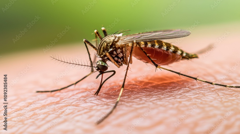 Poster a close-up view of a mosquito. ai.