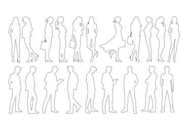 Business People Outline Silhouettes Modest Collection Scale Figures