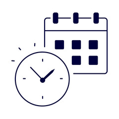 Time Management Icon – Clock with Calendar, Representing Scheduling, Productivity, and Efficient Planning