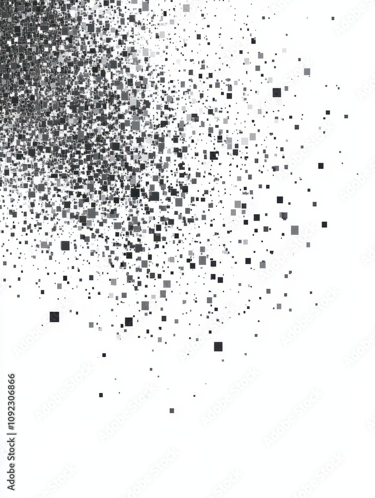 Poster pixel mosaic. pixelated pattern, dispersion grayscale background. business art gradient, square flyi