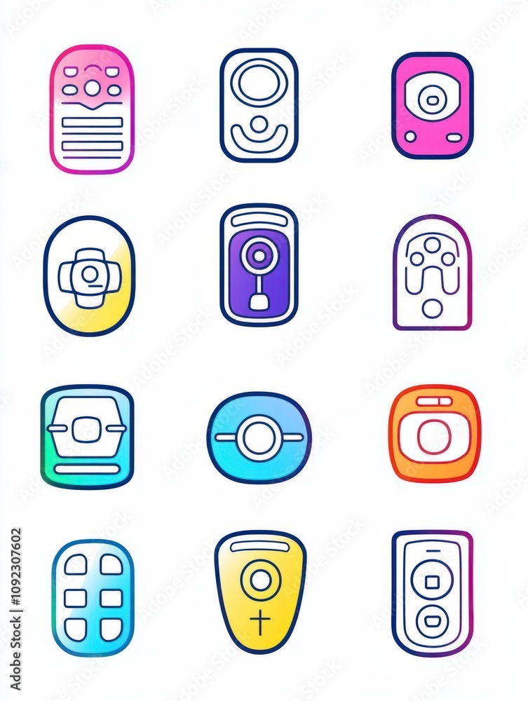 Poster remote control multi color style icon. simple thin line, outline of internet things icons for ui and