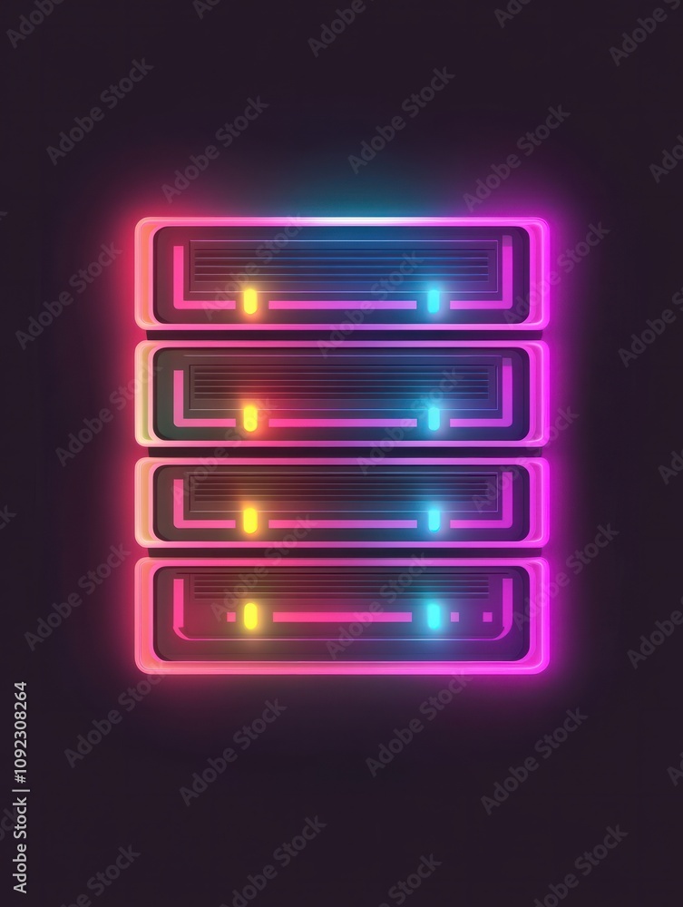 Poster server neon icon. elements of internet things set. simple icon for websites, web design, mobile app,