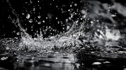 Water droplets splash creating a dynamic display