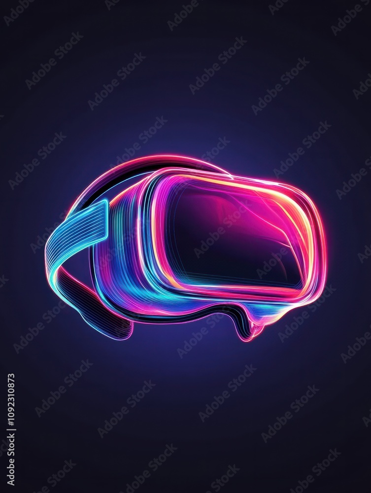 Poster virtual reality neon icon. elements of internet things set. simple icon for websites, web design, mo