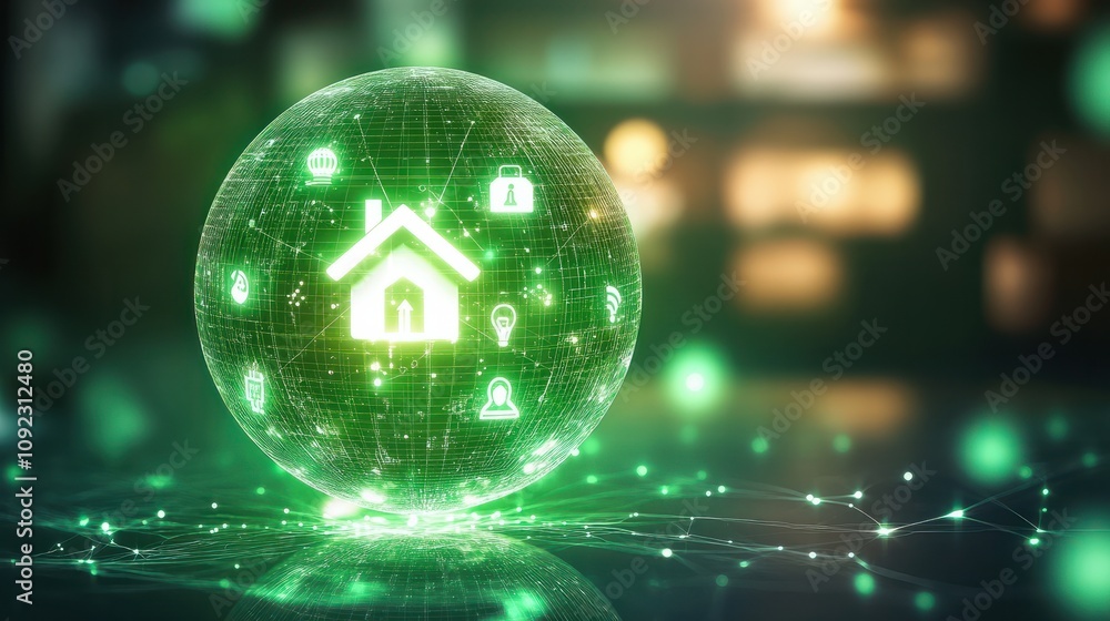 Poster a glowing green globe representing the world, surrounded by a network of lines and dots. it includes